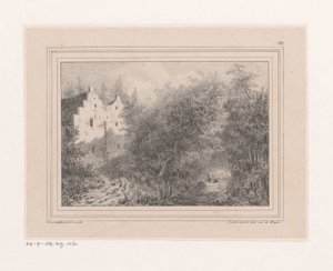 Fossé et deux maisons - Joannes van Liefland
