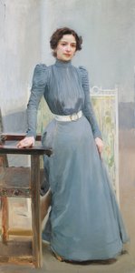 Clotilde en robe grise - Joaquín Sorolla