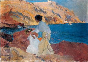 Clotilde et Elena sur les rochers, Javea, 1905