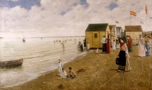 La plage de Sanlúcar de Barrameda. Peinture de Joaquin Turina Arenal (1847-1903). Collection privée. - Joaquin Turina Arenal