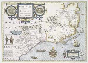 Virginie et Floride, nouvelles descriptions, 1636 - Jodocus Hondius