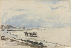 Chariot sur la plage à Étretat - Johan Barthold Jongkind