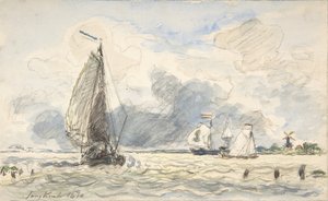 Bateaux de pêche néerlandais, Verso : croquis de bateaux