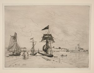 Jetée en bois dans le port de Honfleur - Johan Barthold Jongkind