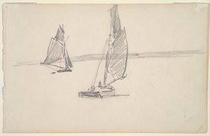 Deux bateaux de pêche sur une eau calme (recto); Deux voiliers sur une eau calme (verso) - Johan Barthold Jongkind