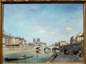 Vue des berges de la Seine et de la Cathédrale Notre-Dame de Paris - Johan Barthold Jongkind