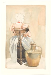 Jeune fille en costume traditionnel, vue de dos