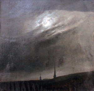 French : Nuit de lune sur Dresde Moon night over Dresden - Johan Christian Dahl