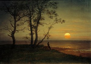 Rivage marin au clair de lune