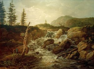 Paysage nordique avec une cascade