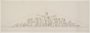 Esquisse pour un fronton, symbolisant la prospérité, avec des putti - Johan Christoph Petzold