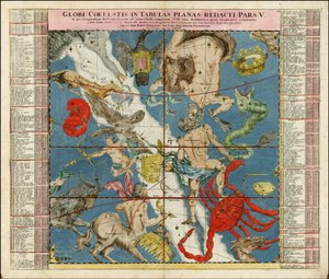 1730 carte céleste - Globi Coelestis In Tabulas Planas Redacti Pars V - Johan Gabriel Doppelmayr
