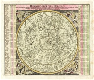 Carte céleste de 1730 du ciel de l