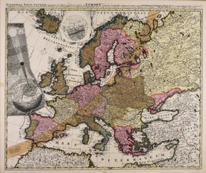 Eclipseos Solis totalis cum mora d. 12 Maji 1706 horis antem in Europa celebratae geographica repraesentatio, in qua centralis umbrae tractus ac reliquae magnitudines suis locis competentes, ex illustrium virorum observationibus deductae per arcus parallel - Johan Gabriel Doppelmayr