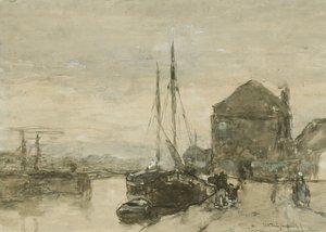 Vue de Turfmarkt et Eendjespoort à Haarlem - Johan Hendrik Weissenbruch