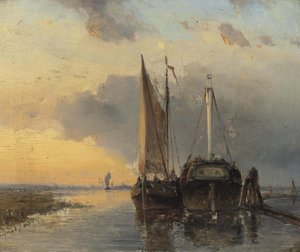 Port sur une rivière néerlandaise