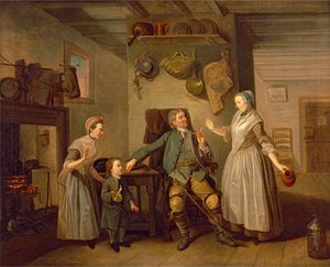David Garrick et Mary Bradshaw dans "Le Retour du Fermier" de David Garrick - Johan Joseph Zoffany RA