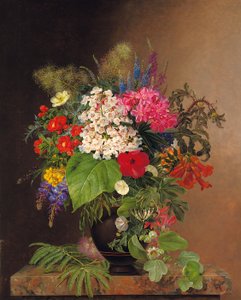 Liseron, lupins, véronique et fuchsia dans un vase, 1833 - Johan Laurents Jensen