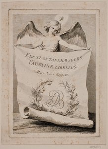 Titre avec un ange tenant un grand papier - Johan Martin Preisler