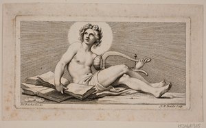 Vignette. Un Apollon assis avec la harpe - Johan Martin Preisler