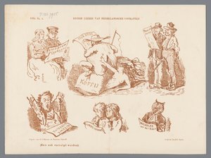 Caricature des différents types de lecteurs de journaux, 1870 - Johan Michaël Schmidt Crans