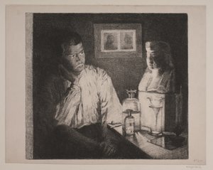 Un homme regardant un buste - Johan Rohde