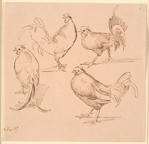 Quatre études de coqs - Johan Thomas Lundbye