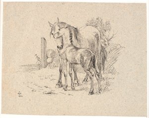 Le cheval et le poulain - Johan Thomas Lundbye