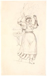Paysanne italienne avec un fagot sur la tête. Étude d
