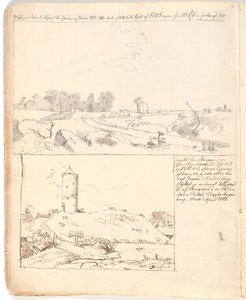 Mur de pierres à Rakløv sur Refsnæs. Dessin réalisé directement dans le carnet page 10 - Johan Thomas Lundbye