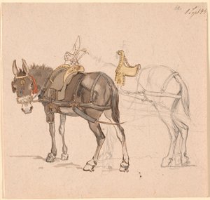 Deux mules attelées - Johan Thomas Lundbye