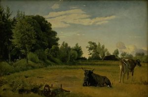Deux vaches dans un champ près du manoir de Vognserup, Zélande - Johan Thomas Lundbye