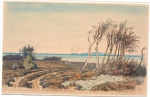 Vue vers Kullen depuis la côte entre Odinshøj et Hornbæk - Johan Thomas Lundbye