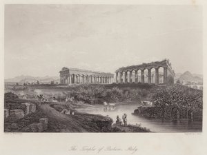 Les temples de Paestum, Italie (gravure) - Johan Wolfensberger