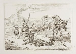 À Naples (bœufs et une charrette à Naples) - Johann Adam Klein