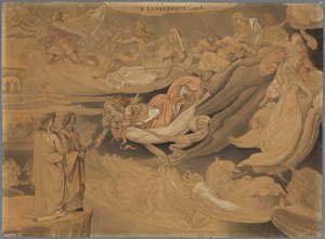 Dante im zweiten Kreis der Hölle, spricht mit Francisca da Rimini - Johann Anton Ramboux