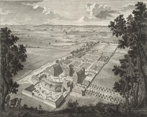 Vue en perspective de la ménagerie du château de Weißenstein à Pommersfelden