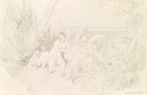 Peintre surprenant quatre baigneuses (recto) - Johann Baptist Reiter