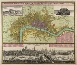 Carte et perspective de Londres, c.1710