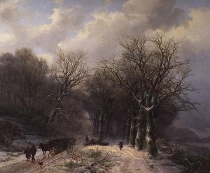 Le chariot de bois en hiver