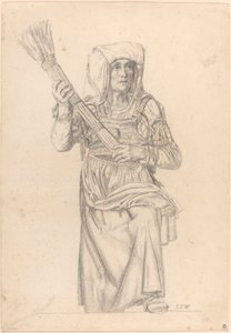Paysanne italienne avec un balai