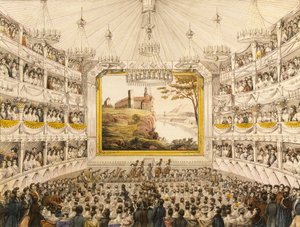 Autriche, Vienne, Intérieur du Théâtre an der Wien, impression aquarellée par J.C. Schoeller - Johann Christian (after) Schoeller