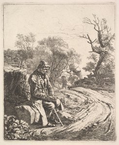 Un vieil homme assis au bord de la route, 1818