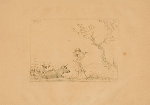 Bouvier aiguisant une faux, avec du bétail - Johann Christian Klengel