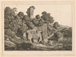 Paysage - Ruines de la villa de Ventidio Basso à Tivoli - Johann Christian Reinhart