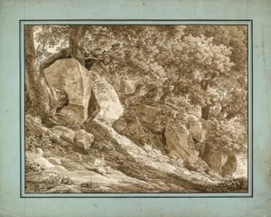 Paysage rocheux avec Pan jouant de la flûte