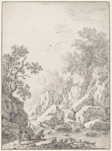 Cascade par des falaises rocheuses, années 1750