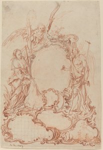 Cartouche rococo avec figures allégoriques