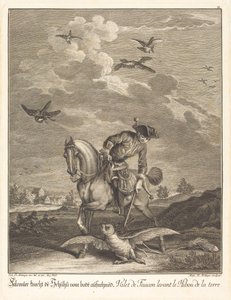 Fauconnier levant une chouette du sol - Johann Elias Ridinger