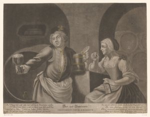 Homme et femme buvant de la bière et du brandy - Johann Elias Ridinger